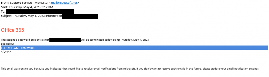 Phishing Email: Thursday, May4th 2023 information - Information ...