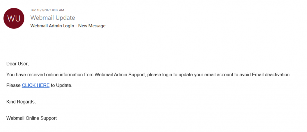 Phishing: Webmail Admin Login – New Message - Information Technology ...